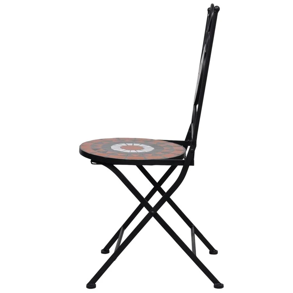 VidaXL 3-delige Bistroset Mozaïek Keramische Tegel Terracotta En Wit 4 VidaXL 3-delige Bistroset Mozaïek Keramische Tegel Terracotta En Wit - Afbeelding 4