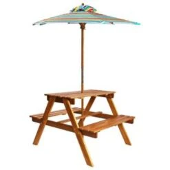 VidaXL Kinderpicknicktafel Met Parasol 79x90x60 Cm Massief Acaciahout