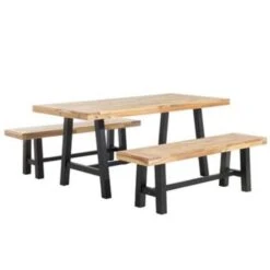 Beliani Tuintafelset SCANIA - Lichte Houtkleur Acaciahout
