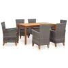 VidaXL 7-delige Eethoek Poly Rattan En Massief Acaciahout Grijs