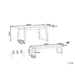 Beliani Tuintafelset ORIA - Grijs Vezelcement -Madison Verkoopwinkel 1000008629 0102
