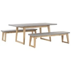 Beliani Tuintafelset ORIA - Grijs Vezelcement