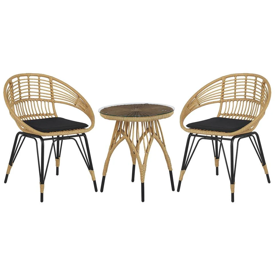 Beliani Bistroset PELLARO - Beige Pe Rotan 1 Beliani Bistroset PELLARO - Beige Pe Rotan