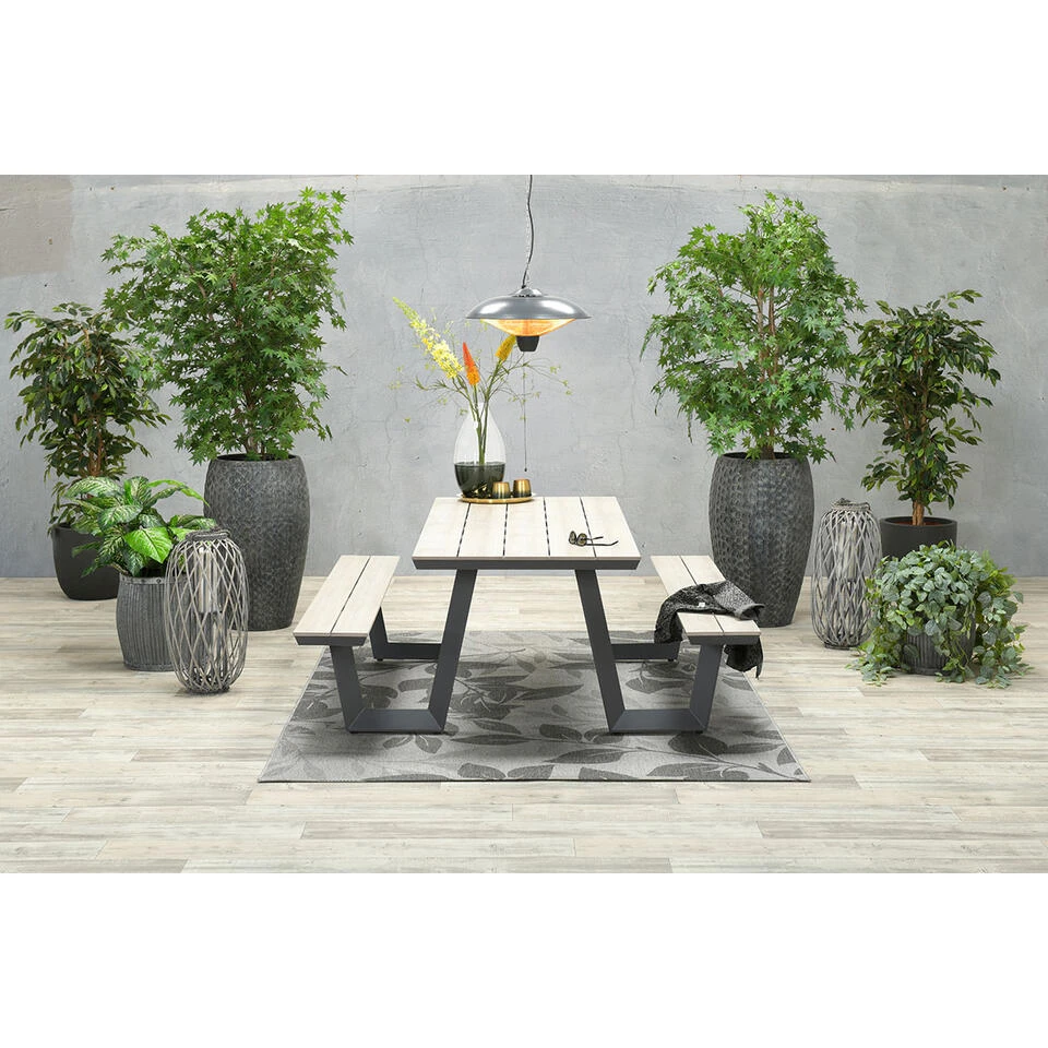 Garden Impressions Sarria Picknick Set 200 X 90 - Donker Grijs 2 Garden Impressions Sarria Picknick Set 200 X 90 - Donker Grijs - Afbeelding 2