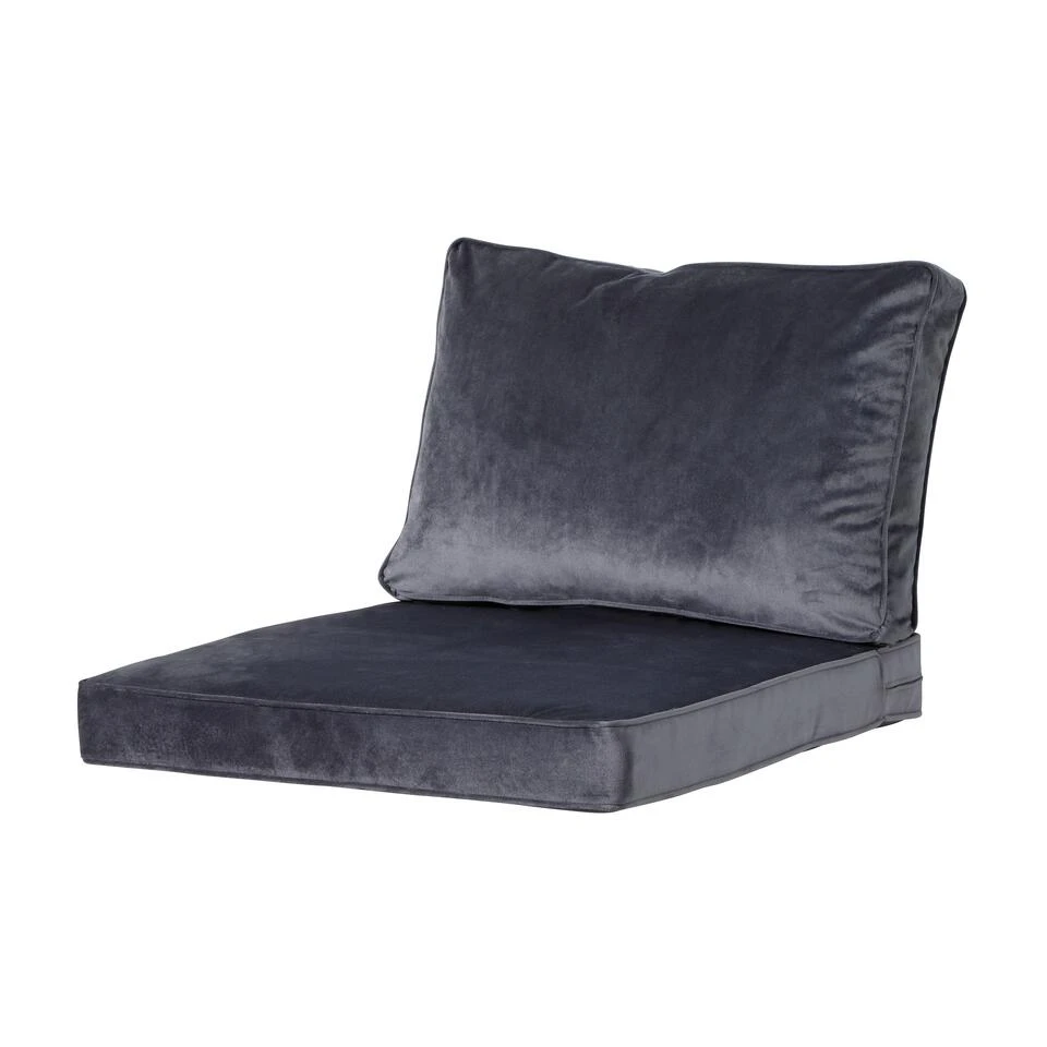 Madison Lounge Luxe Velvet Grey/panama Grey Zitkussen 60x60cm 3 Madison Lounge Luxe Velvet Grey/panama Grey Zitkussen 60x60cm - Afbeelding 3