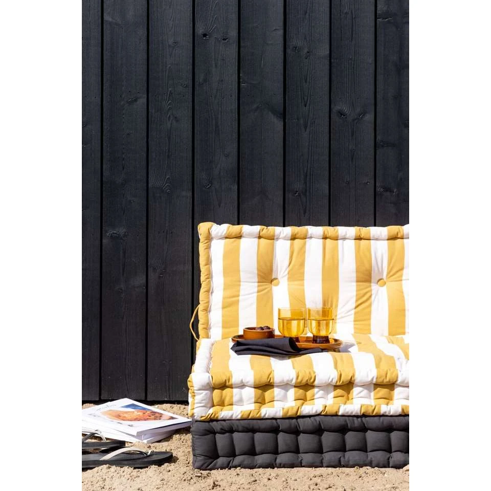 Mistral Home Palletkussen-Zitkussen-80x60x12 Cm-Gestreept Geel Wit 2 Mistral Home Palletkussen-Zitkussen-80x60x12 Cm-Gestreept Geel Wit - Afbeelding 2