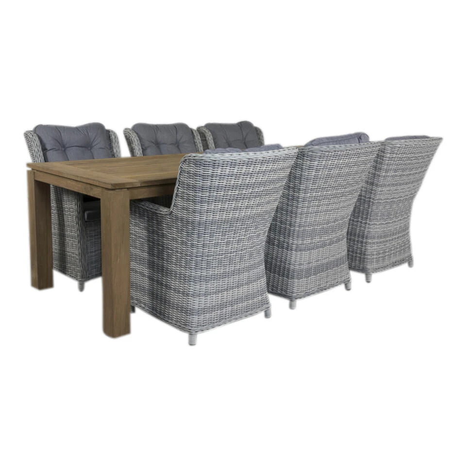 VDG Richmond Pearl Grey/Rome Teak 240 Cm. Tuinset – 7-delig 1 VDG Richmond Pearl Grey/Rome Teak 240 Cm. Tuinset – 7-delig