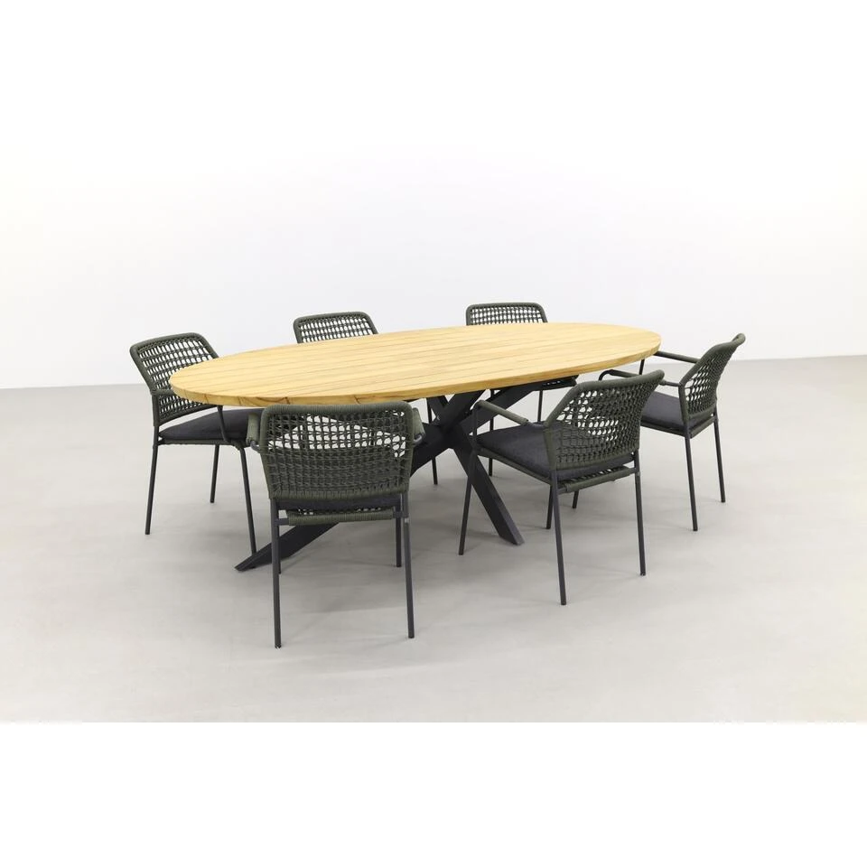 Taste Barista Groen/Prado Ellips 240x115 Cm. Ovale Tuinset - 7 Delig 3 Taste Barista Groen/Prado Ellips 240x115 Cm. Ovale Tuinset - 7 Delig - Afbeelding 3
