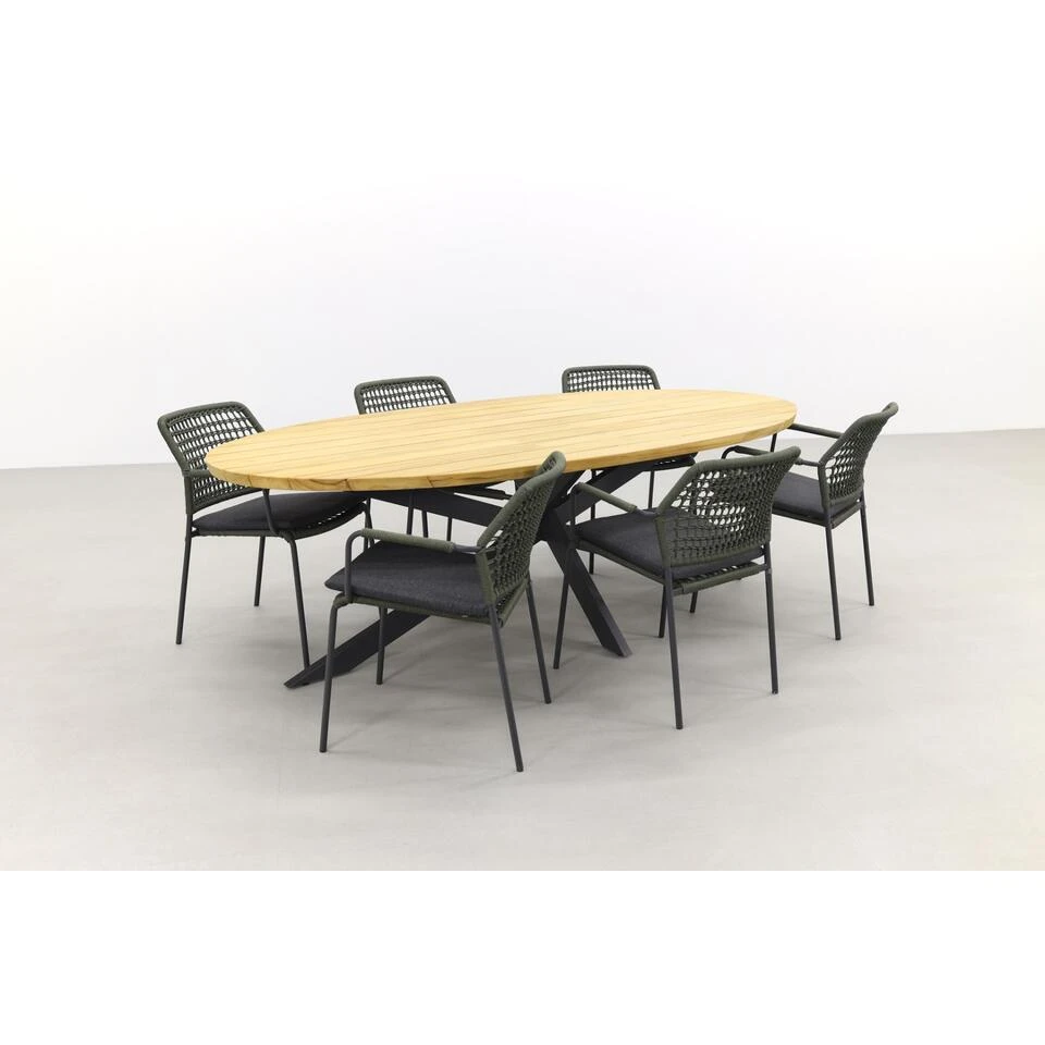 Taste Barista Groen/Prado Ellips 240x115 Cm. Ovale Tuinset - 7 Delig 4 Taste Barista Groen/Prado Ellips 240x115 Cm. Ovale Tuinset - 7 Delig - Afbeelding 4
