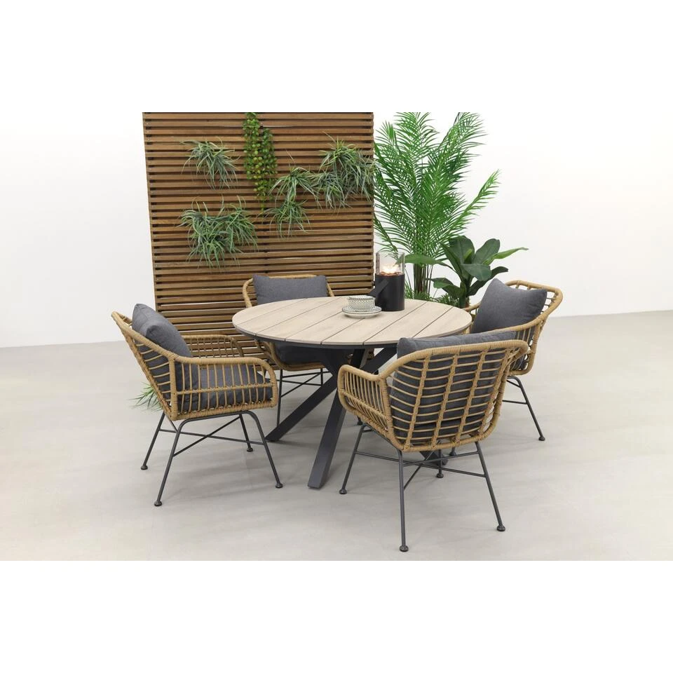 Garden Impressions Margriet Naturel / Edison 122 Cm. - Ronde Tuinset 2 Garden Impressions Margriet Naturel / Edison 122 Cm. - Ronde Tuinset - Afbeelding 2