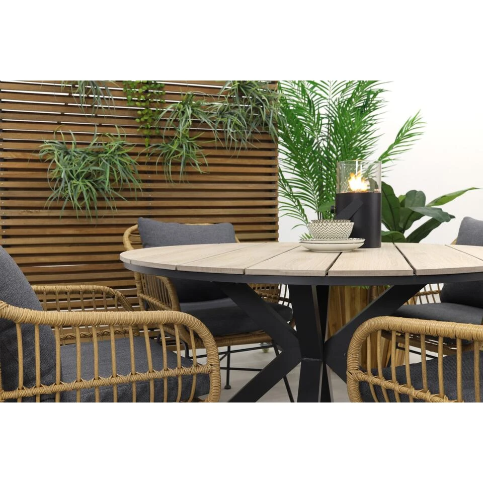 Garden Impressions Margriet Naturel / Edison 122 Cm. - Ronde Tuinset 4 Garden Impressions Margriet Naturel / Edison 122 Cm. - Ronde Tuinset - Afbeelding 4