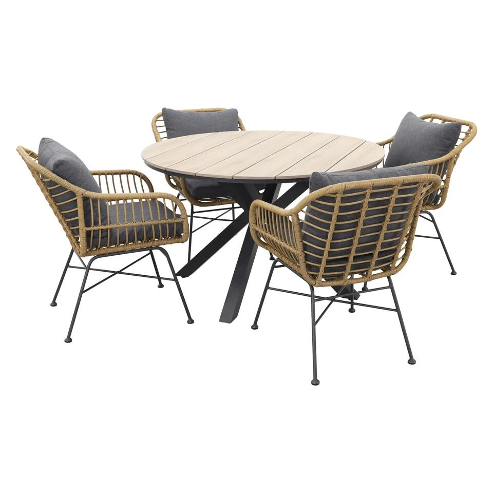 Garden Impressions Margriet Naturel / Edison 122 Cm. - Ronde Tuinset 1 Garden Impressions Margriet Naturel / Edison 122 Cm. - Ronde Tuinset