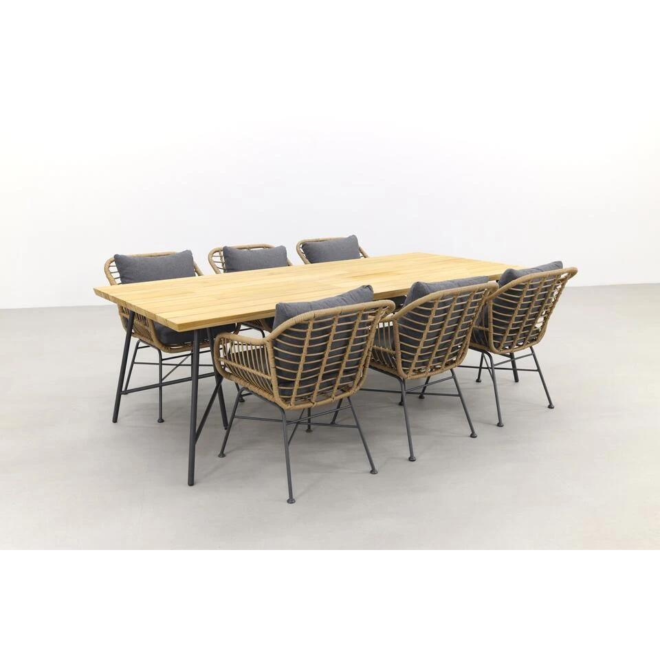 GI Margriet - Naturel / Taste Lano Teak 240 Cm. - 7-delige Tuinset 2 GI Margriet - Naturel / Taste Lano Teak 240 Cm. - 7-delige Tuinset - Afbeelding 2