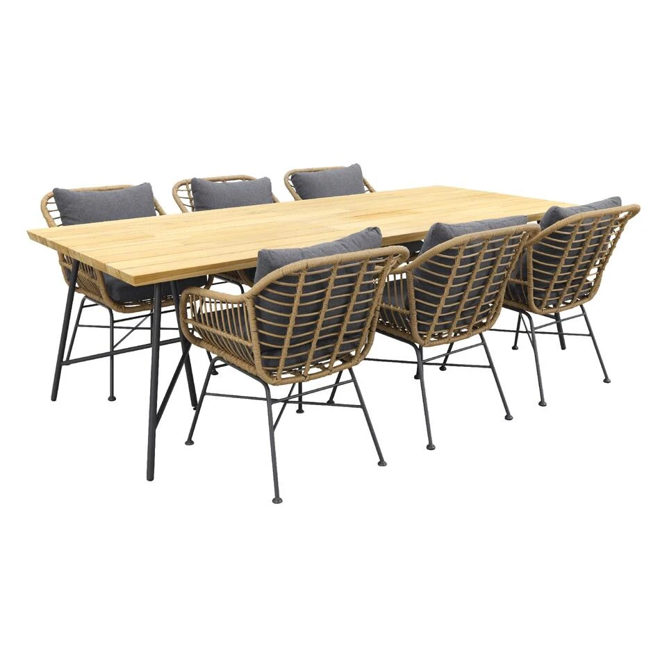 GI Margriet - Naturel / Taste Lano Teak 240 Cm. - 7-delige Tuinset 3 GI Margriet - Naturel / Taste Lano Teak 240 Cm. - 7-delige Tuinset - Afbeelding 3