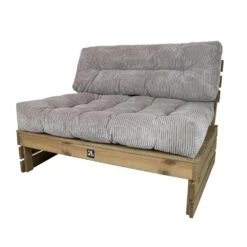 2L Home & Garden Palletkussenset Ribcord Deluxe Pebble Grey - 2 Delige Set -Madison Verkoopwinkel 1000056855 0102