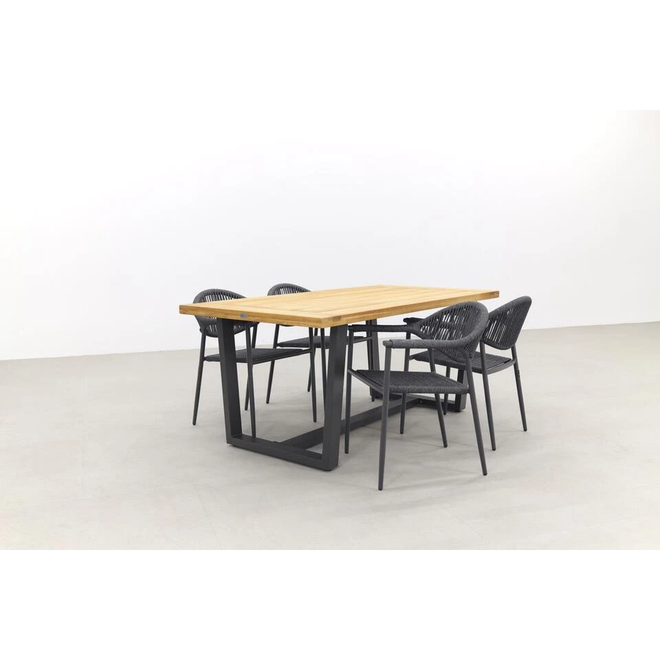 GreenChair Comfort Antraciet/Murano Teak - 180x90 Cm. - Tuinset 5-delig 4 GreenChair Comfort Antraciet/Murano Teak - 180x90 Cm. - Tuinset 5-delig - Afbeelding 4