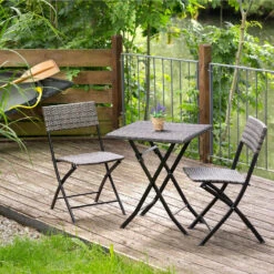 Tectake - Tuinset Balkonset - 2 Stoelen En 1 Tafel - Zwart -Madison Verkoopwinkel 1000077911 0102