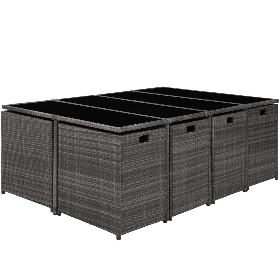 Tectake - Luxe Wicker Zitgroep Palma 8+4+1 - Grijs/grijs 2 Tectake - Luxe Wicker Zitgroep Palma 8+4+1 - Grijs/grijs - Afbeelding 2
