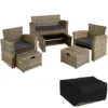 Tectake - Zitgroep Modena-wicker Tuinset- Natuurkleur