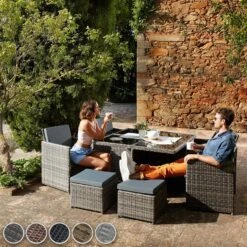 Tectake - Aluminium Wicker Tuinset Manhattan, Zwart -Madison Verkoopwinkel 1000077924 0102