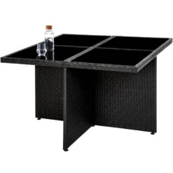 Tectake - Aluminium Wicker Tuinset Manhattan, Zwart -Madison Verkoopwinkel 1000077924 0103