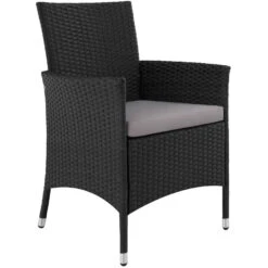 Tectake - Luxe Wicker Zitgroep Porto 6 + 1 - Zwart / Grijs -Madison Verkoopwinkel 1000077974 0103