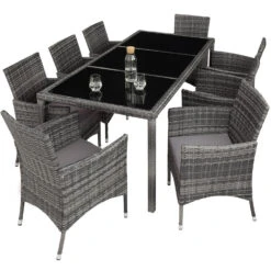 Tectake - Wicker Zitgroep 8 Stoelen En Tafel - Grijs -Madison Verkoopwinkel 1000077992 0103