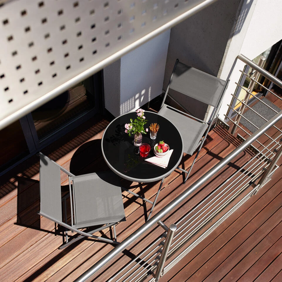 Tectake - Tuinset Düsseldorf - Balkonset - Zwart 3 Tectake - Tuinset Düsseldorf - Balkonset - Zwart - Afbeelding 3