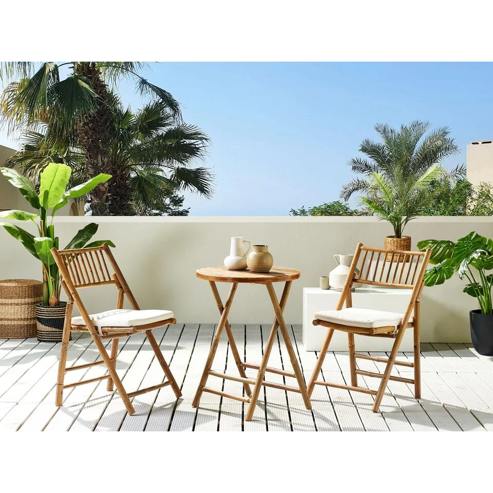 Beliani Bistroset SAVELLETRI - Lichte Houtkleur Bamboehout 2 Beliani Bistroset SAVELLETRI - Lichte Houtkleur Bamboehout - Afbeelding 2
