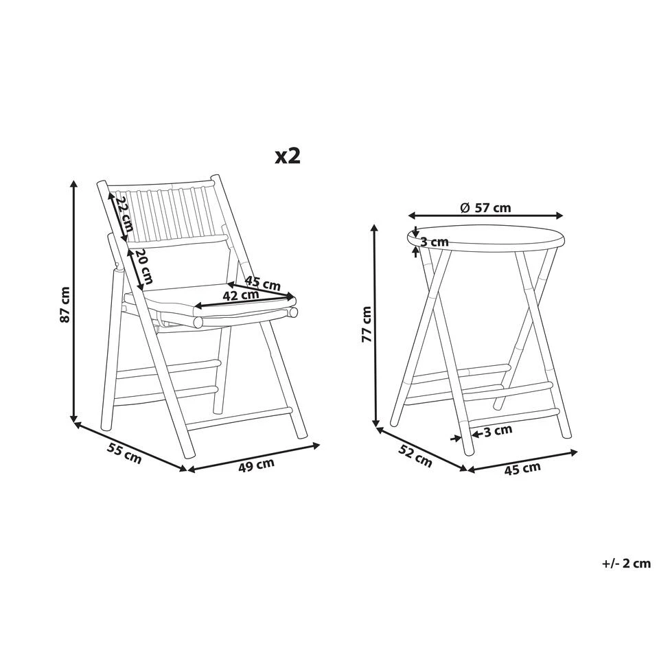 Beliani Bistroset SAVELLETRI - Lichte Houtkleur Bamboehout 3 Beliani Bistroset SAVELLETRI - Lichte Houtkleur Bamboehout - Afbeelding 3
