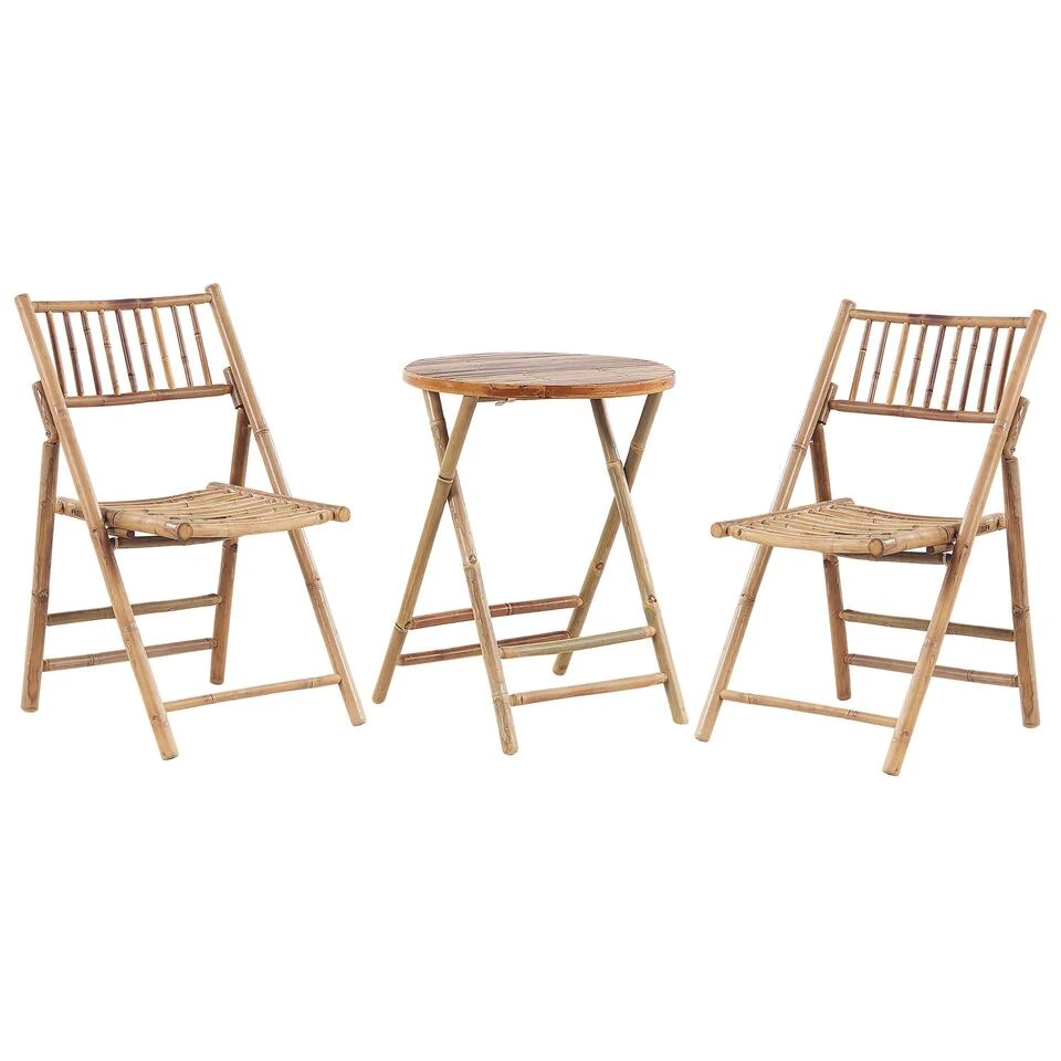 Beliani Bistroset SAVELLETRI - Lichte Houtkleur Bamboehout 4 Beliani Bistroset SAVELLETRI - Lichte Houtkleur Bamboehout - Afbeelding 4