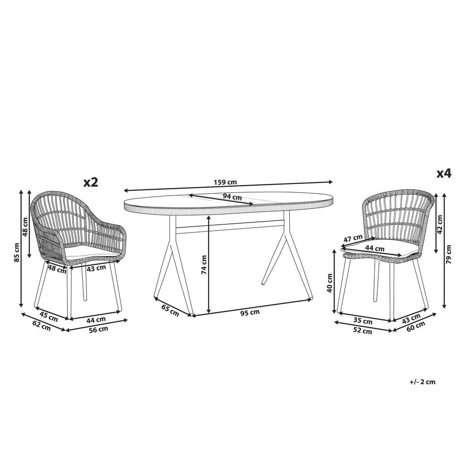 Beliani Tuintafelset ALIANO - Natuurlijk Pe Rotan 2 Beliani Tuintafelset ALIANO - Natuurlijk Pe Rotan - Afbeelding 2