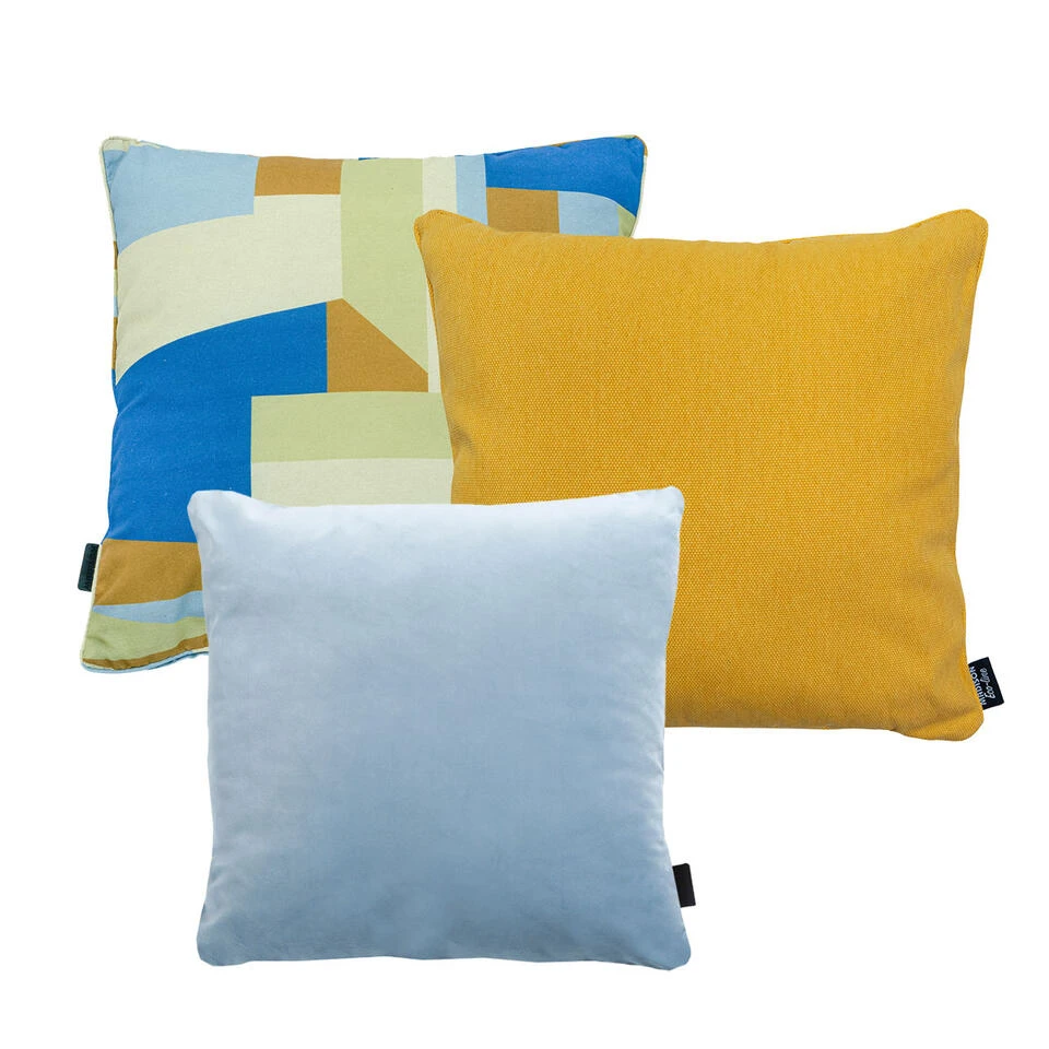 Madison Sierkussen Set Geel - Blauw - 3 Stuks 1 Madison Sierkussen Set Geel - Blauw - 3 Stuks