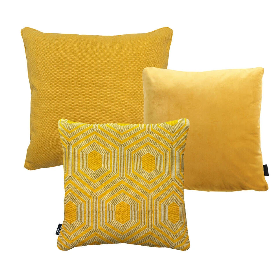 Madison Sierkussen Set Geel - 3 Stuks 1 Madison Sierkussen Set Geel - 3 Stuks