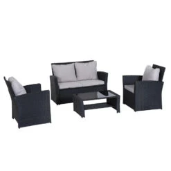 Happy Garden Buitenmeubelsets SINTRA - Zwart - Geweven Hars