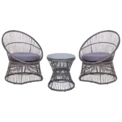 Beliani Bistroset MESYNA - Beige Pe Rotan