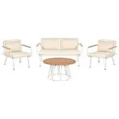 Beliani Zitgroep MONTESILVANO - Beige Polyester, Staal