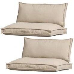 WOOOD Zit-/Rugkussen Victor - Polyester - Zand - Set Van 2