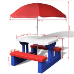 VidaXL Kinderpicknicktafel Met Banken En Parasol Meerkleurig -Madison Verkoopwinkel 11089d31e0f542c8be234126525c99b3