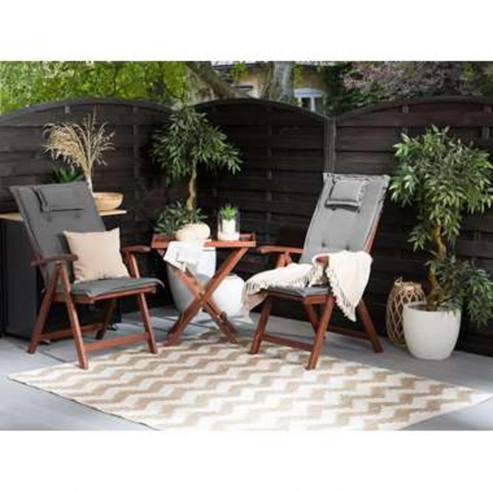 Beliani Bistroset TOSCANA - Donkere Houtkleur Acaciahout 2 Beliani Bistroset TOSCANA - Donkere Houtkleur Acaciahout - Afbeelding 2