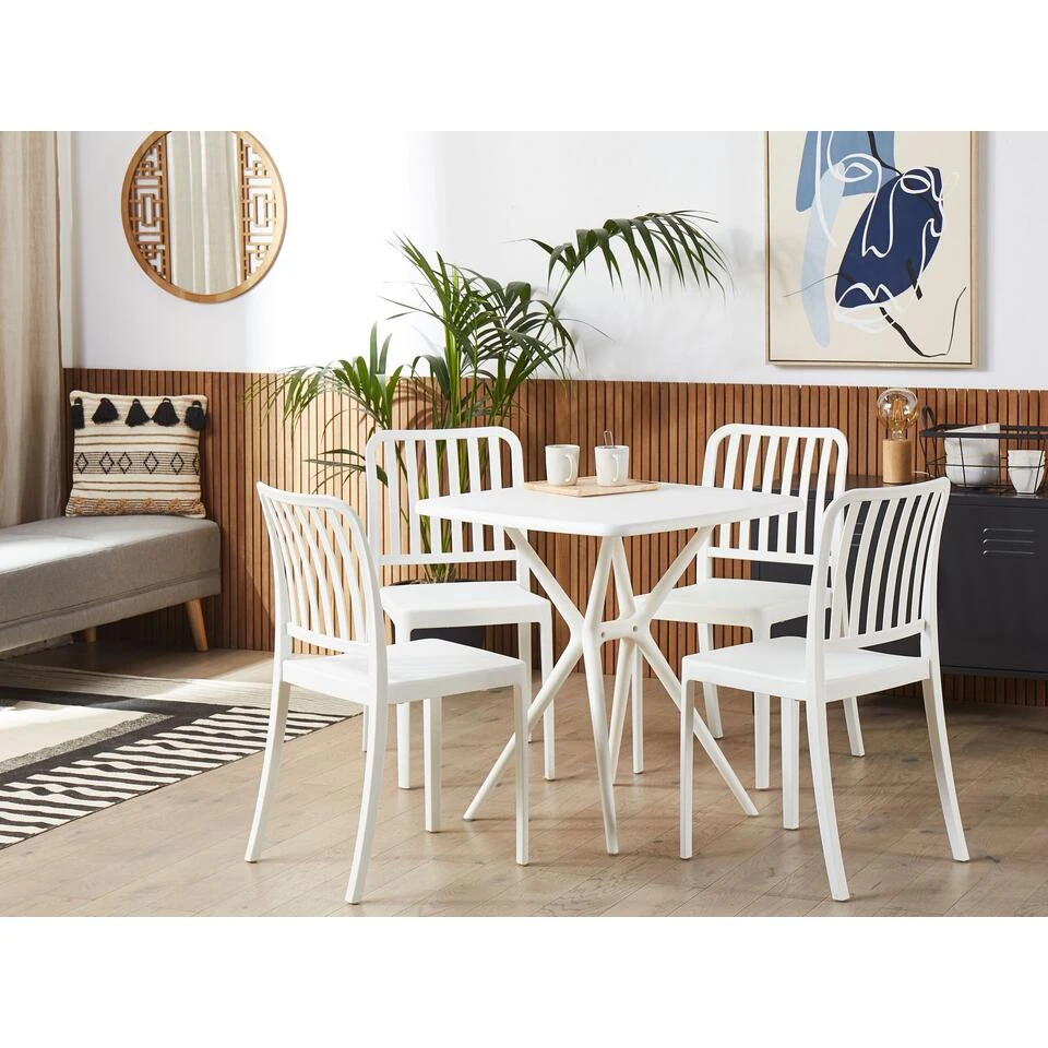 Beliani Tuintafelset SERSALE - Wit Smc (kunststof) 3 Beliani Tuintafelset SERSALE - Wit Smc (kunststof) - Afbeelding 3