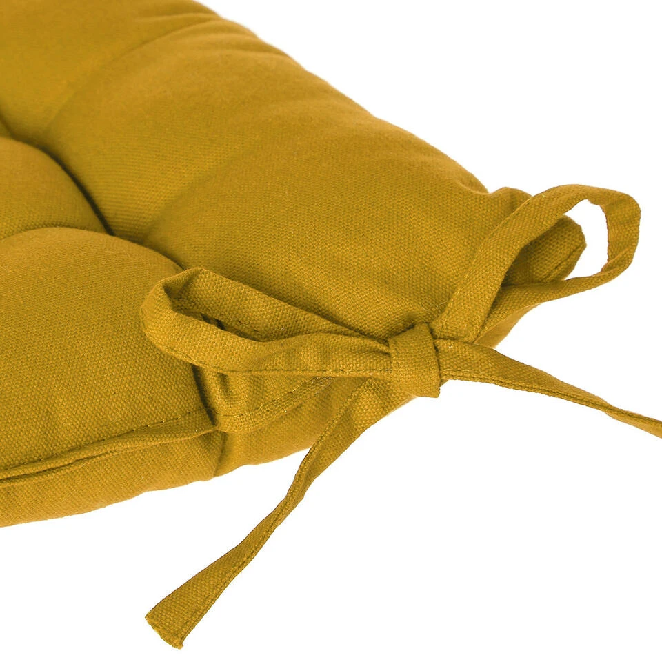 Atmosphera Stoelkussen - Geel - Katoen - 38 X 6 Cm - Zitkussen 3 Atmosphera Stoelkussen - Geel - Katoen - 38 X 6 Cm - Zitkussen - Afbeelding 3