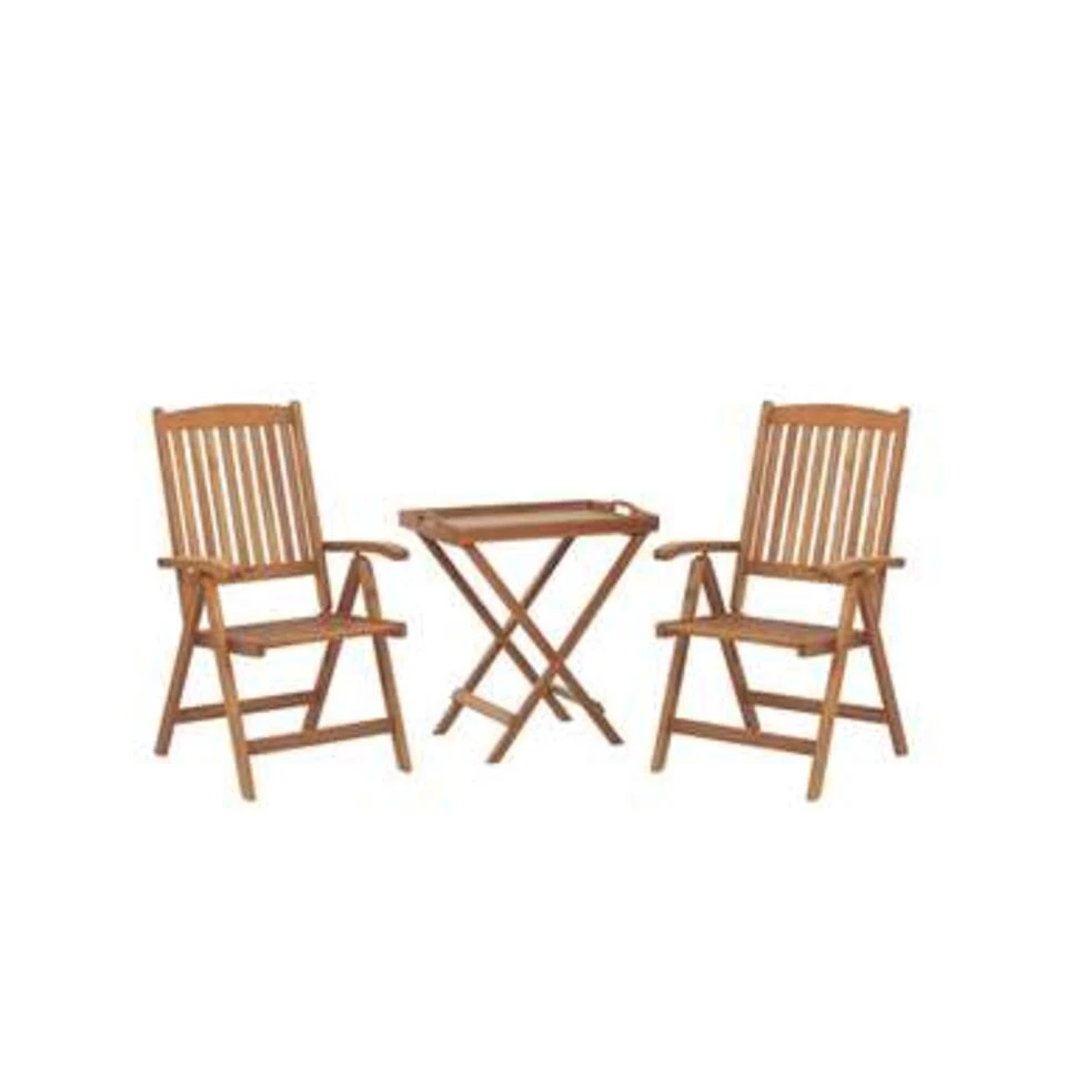 Beliani Bistroset JAVA - Lichte Houtkleur Acaciahout 3 Beliani Bistroset JAVA - Lichte Houtkleur Acaciahout - Afbeelding 3